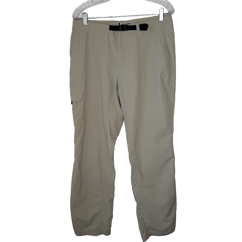 Columbia Women’s Omni Dri Pants Size 14 Beige Cargo Pocket 100% Nylon Outdoors